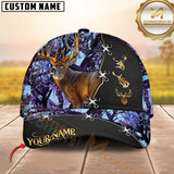 Maxcorners Deer Hunting Antler Camo Leather Stitch Multicolor Options Personalized Name 3D Cap