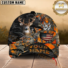 Maxcorners Deer Hunting American Flag Camo Multicolor Options Personalized Name 3D Cap