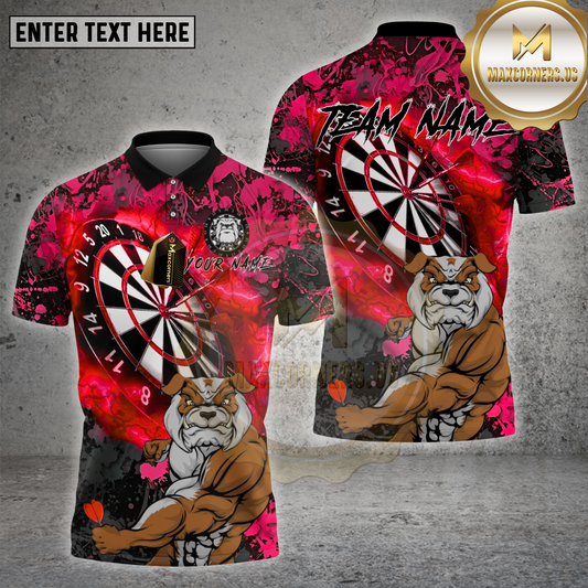 Maxcorners Darts Bulldog Warrior Style Multicolor Options Personalized Name, Team Name 3D Shirt (4 Colors)