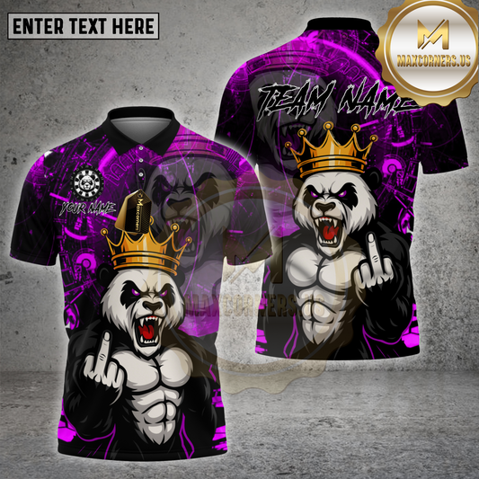 Maxcorners Darts Panda King Savage Mood Multicolor Options Personalized Name, Team Name 3D Shirt (4 Colors)