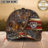 Maxcorners Deer Hunting American Flag Rustic Camo Multicolor Options Personalized Name 3D Cap