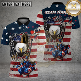 Maxcorners Eagle Claw Bowling Shirt USA Flag Burst Multicolor Options Personalized Name, Team Name 3D Shirt
