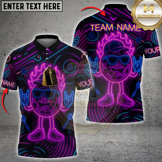 Maxcorners Rock n' Roll Darts Shirt Flaming Neon Cool Ball Design Multicolor Options Personalized Name, Team Name 3D Shirt (4 Colors)