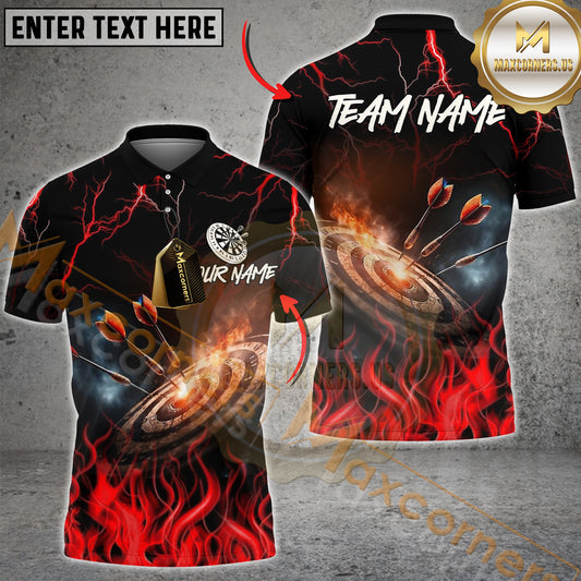 Maxcorners Darts Bullseye Fire Strike Multicolor Options Personalized Name, Team Name 3D Shirt (4 Colors)