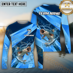 Maxcorners Catfish Fishing Blue Ocean Basic Pattern Pattern Sport Jersey Personalized Name, Team Name Long Sleeve Shirt