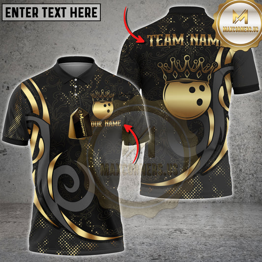 Maxcorners Bowling Crown Royal Swirl Multicolor Options Personalized Name, Team Name 3D Shirt (4 Colors)