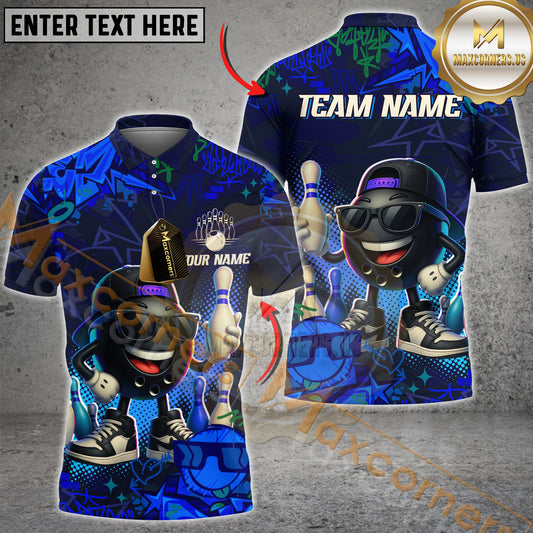 Maxcorners Bowling Cool Street Style Graffiti Multicolor Options Personalized Name, Team Name 3D Shirt (4 Colors)