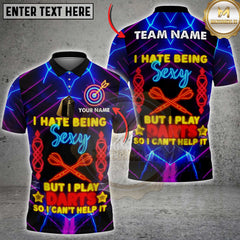 Maxcorners Sexy Darts Player Neon Humor Shirt Personalized Name, Team Name 3D Shirt