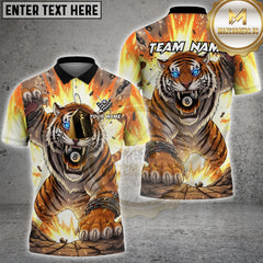 Maxcorners Billiards 8 Ball Tiger Shirt Personalized Name, Team Name 3D Shirt