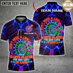 Maxcorners Funny Darts Player Neon Quote Shirt Personalized Name, Team Name 3D Shirt