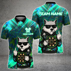 Graffiti-style wolf dart shirt with fierce artwork – custom name and team 3D design in multicolor options