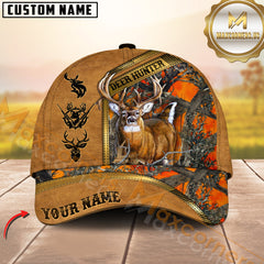 Maxcorners Orange Camo Golden Line Premium Pattern Hunting Personalized Name 3D Cap (Multioption)