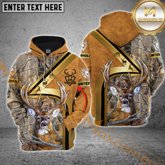 Maxcorners Deer Hunting Hoodie Buck Leather Strap Camo Golden Line  Multioptions Custom Name Shirt 3D All Over Printed Clothes
