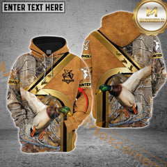Maxcorners Duck Hunting Hoodie Leather Strap Camo Golden Line  Multioptions Custom Name Shirt 3D All Over Printed Clothes