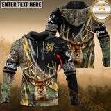 Maxcorners Deer Hunting Hoodie Brown Camo Bold Antlers Multioptions Custom Name Shirt 3D All Over Printed Clothes