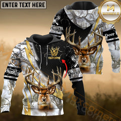 Maxcorners Deer Hunting Hoodie White Camo Bold Antlers Multioptions Custom Name Shirt 3D All Over Printed Clothes