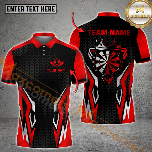 Maxcorners Darts Shirt – Golden Dartboard Crown Design, Multicolor Options Personalized Name, Team Name 3D Shirt (4 Colors)