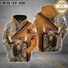 Maxcorners Moose Hunting Hoodie Leather Strap Camo Multioptions Custom Name Shirt 3D All Over Printed Clothes