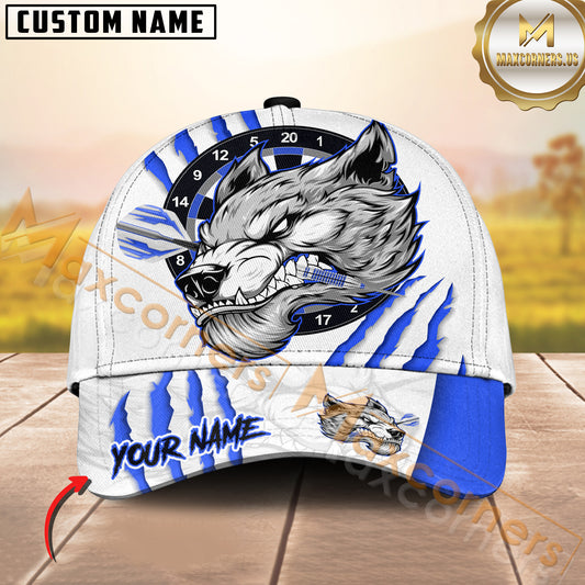 Maxcorners Darts Angry Wolf Claw Scratch Multicolor Options Personalized Name 3D Cap (4 Colors)