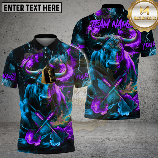 Maxcorners Bull Darts Fiery Smoke Splash Multicolor Options Personalized Name, Team Name 3D Shirt (4 Colors)