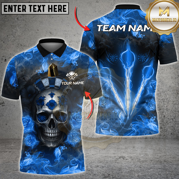 Maxcorners Darts Shirt Skull Flame Flower Target Multioptions Personalized Name, Team Name Unisex 3D Shirt (4 Colors)