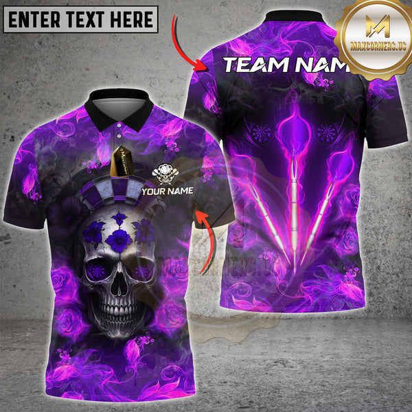 Maxcorners Darts Shirt Skull Flame Flower Target Multioptions Personalized Name, Team Name Unisex 3D Shirt (4 Colors)