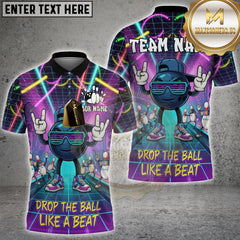 Maxcorners Bowling Shirt Hyperpop Drop the Ball Like a Beat Neon Disco Style Personalized Name, Team Name 3D Shirt