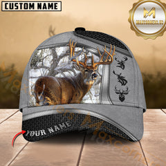 Maxcorners Deer Hunting Antler Buck Camo Design Multicolor Options Personalized Name 3D Cap