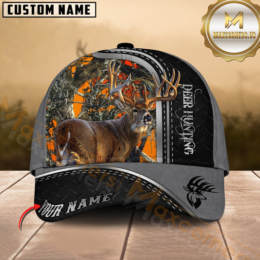 Maxcorners Deer Hunting Antler Buck Woodland Style Multicolor Options Personalized Name 3D Cap
