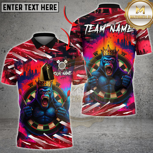 Maxcorners Darts Shirt King Gorilla Graffiti Style Multicolor Options Personalized Name, Team Name 3D Shirt (4 Colors)