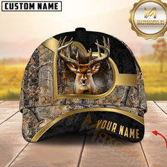 Maxcorners Golden Deer Hunting Camo Multicolor Options Personalized Name 3D Cap