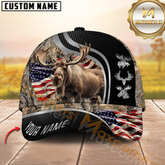 Maxcorners Hunting American Flag Camo Multicolor Options Personalized Name 3D Cap