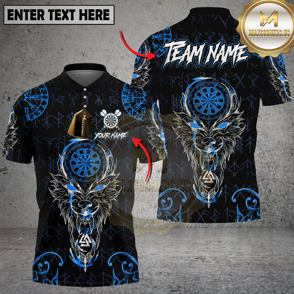 Maxcorners Dart Shirt Viking Wolf Runes Design Multioptions Personalized Name, Team Name Unisex 3D Shirt (4 Colors)