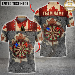 Maxcorners Darts Shirt Canada Flag Steel Grunge Target Multioptions Personalized Name, Team Name Unisex 3D Shirt