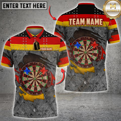 Maxcorners Darts Shirt Germany Flag Steel Grunge Target Multioptions Personalized Name, Team Name Unisex 3D Shirt