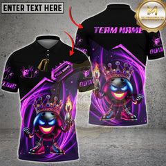 Maxcorners Bowling Shirt Crown Flame Ball Black Gold Lightning Multioptions Personalized Name, Team Name Unisex 3D Shirt (4 Colors)
