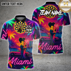 Maxcorners Miami Sunset Dartboard Neon Night City Multioptions Personalized Name, Team Name Unisex 3D Shirt