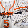 Maxcorners Custom Cream Black Pinstripe Orange-Black Authentic Baseball Jersey LM2605
