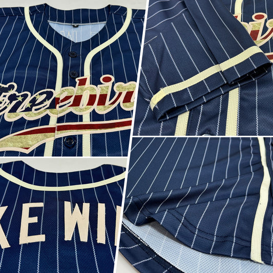 Maxcorners Custom Olive Vintage USA Flag-Cream Premium Salute To Service Baseball Jerseys LM0210