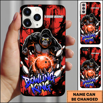 Maxcorners Bowling King Power Gorilla Strike Personalized Name 3D Phone Case