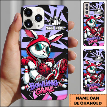 Maxcorners Rabbit Bowling Graffiti Multicolor Personalized Name 3D Phone Case