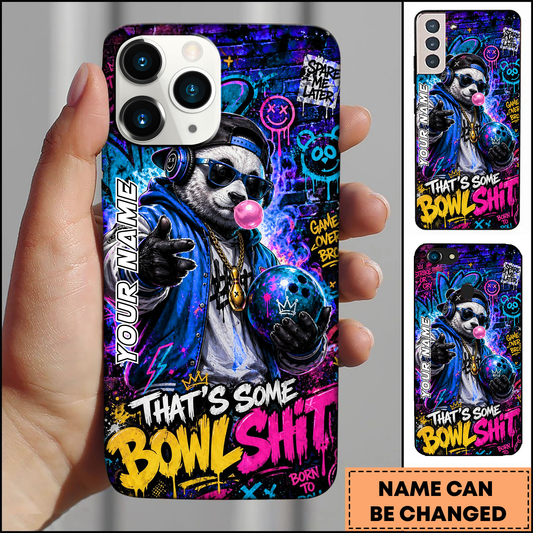 Maxcorners Bowling Panda Graffiti Multicolor Personalized Name 3D Phone Case