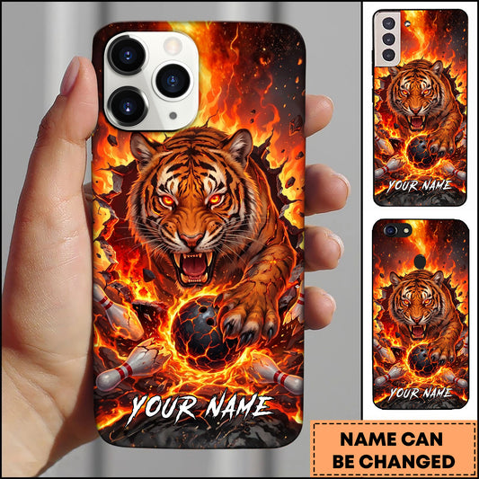 Maxcorners Tiger Bowling Lava Strike Personalized Name 3D Phone Case