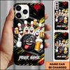 Maxcorners Funny Bowling Ball And Pins Beer Drunk Multicolor Personalized Name 3D Phone Case