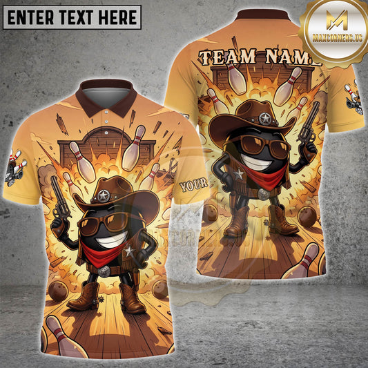Maxcorners Bowling Cowboy Western Sheriff Ball Personalized Name, Team Name 3D Shirt