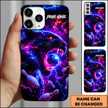 Maxcorners Black Panther Bowling Neon Galaxy Personalized Name 3D Phone Case