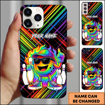 Maxcorners Bowling Rainbow Funny Bowling Ball Personalized Name 3D Phone Case