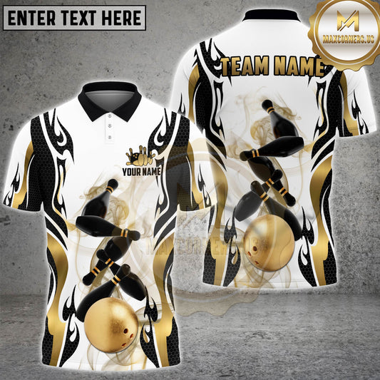 Maxcorners Bowling Luxury Ball And Pins Multicolor Options Personalized Name, Team Name 3D Shirt (4 Colors)