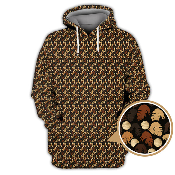 Maxcorners  Sasquatch Pattern Golf Shirt, Bigfoot Golf Shirt For Golfer, Crazy Golf Shirt For Men