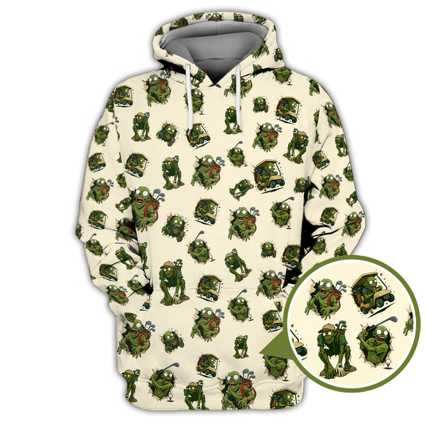 Maxcorners Halloween Golf Shirt For Golfer, Pattern Golf Shirt, Funny Zombie Golf Polo For Men